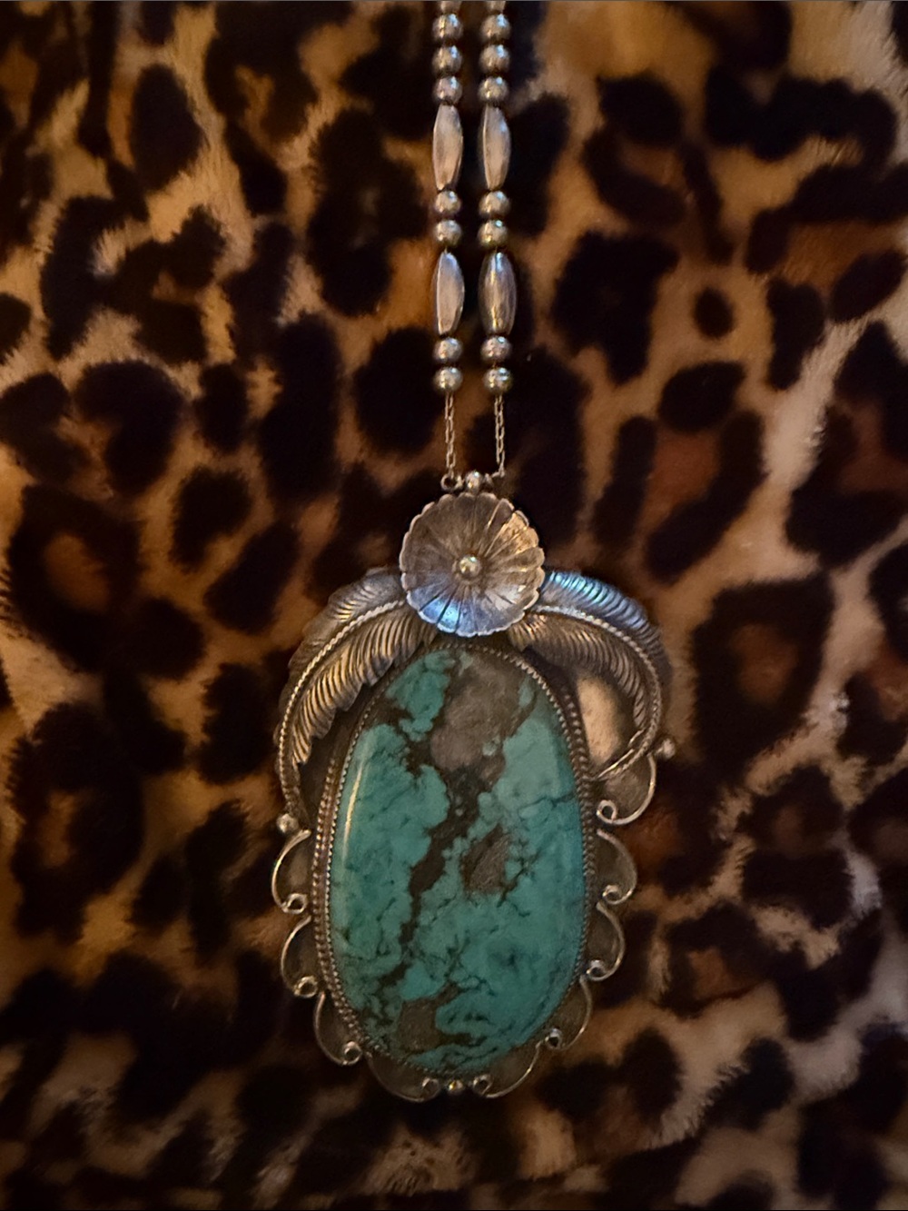 Turquoise Oval Silver Pendant Necklace - Turquoise